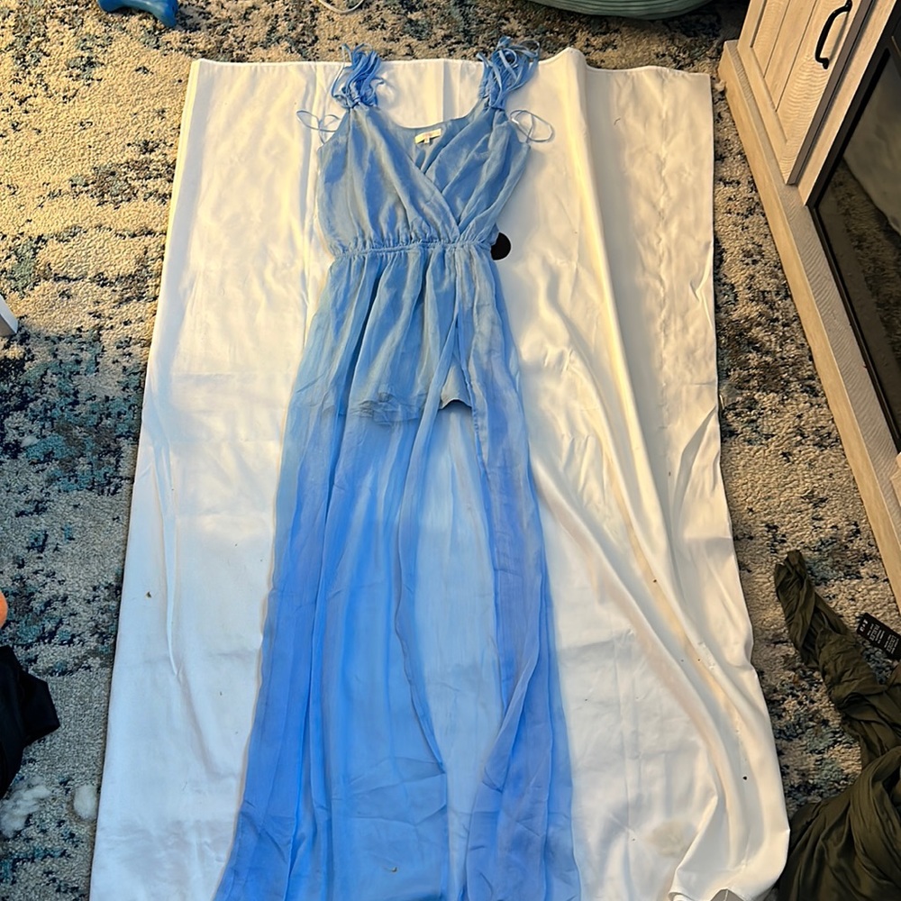 Straps shoulder Sheer Maxi Romper